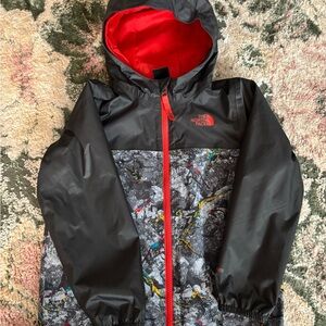 The North Face Black and Gray Hooded Rain/Wind Jacket